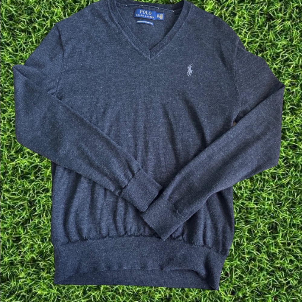 Gray Polo Merino Wool Casual Crewneck